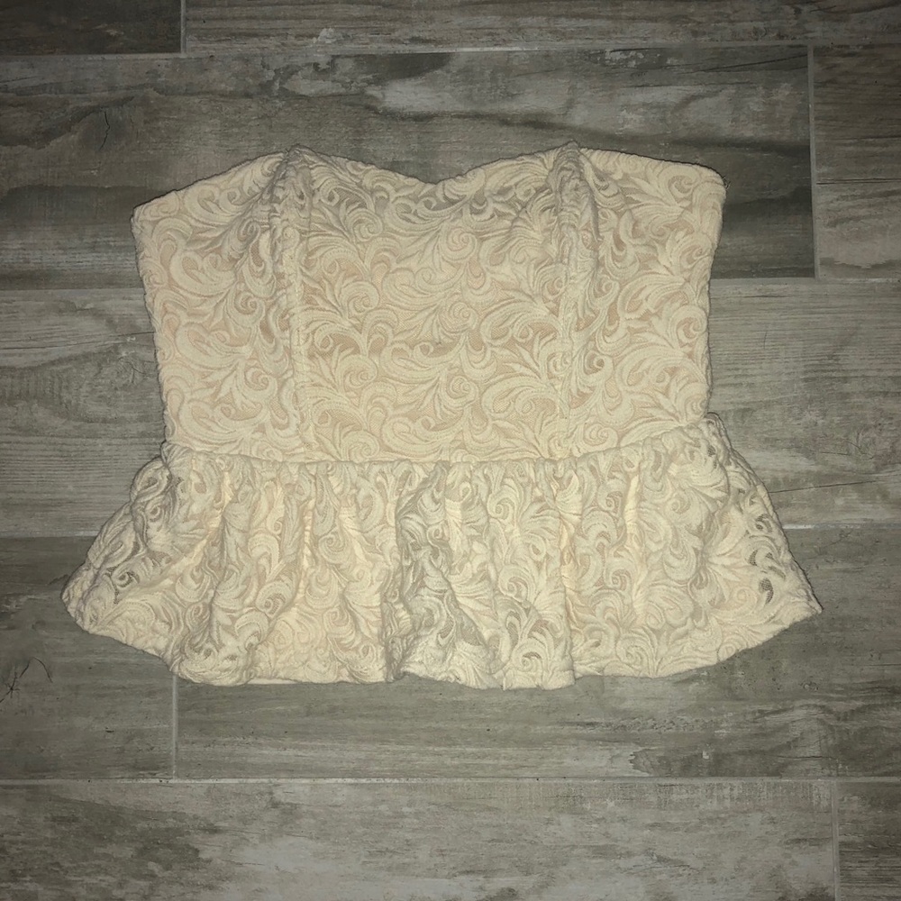 Pins & Needles Ivory Lacey Crop Top